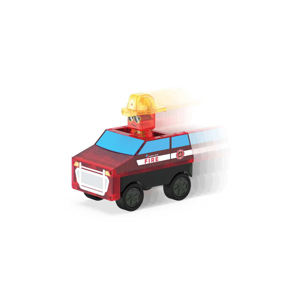 Straż Pożarna - Fire Rescue - Klocki Magnetyczne 27 elementów z Pojazdem i Figurką - Magna-Tiles