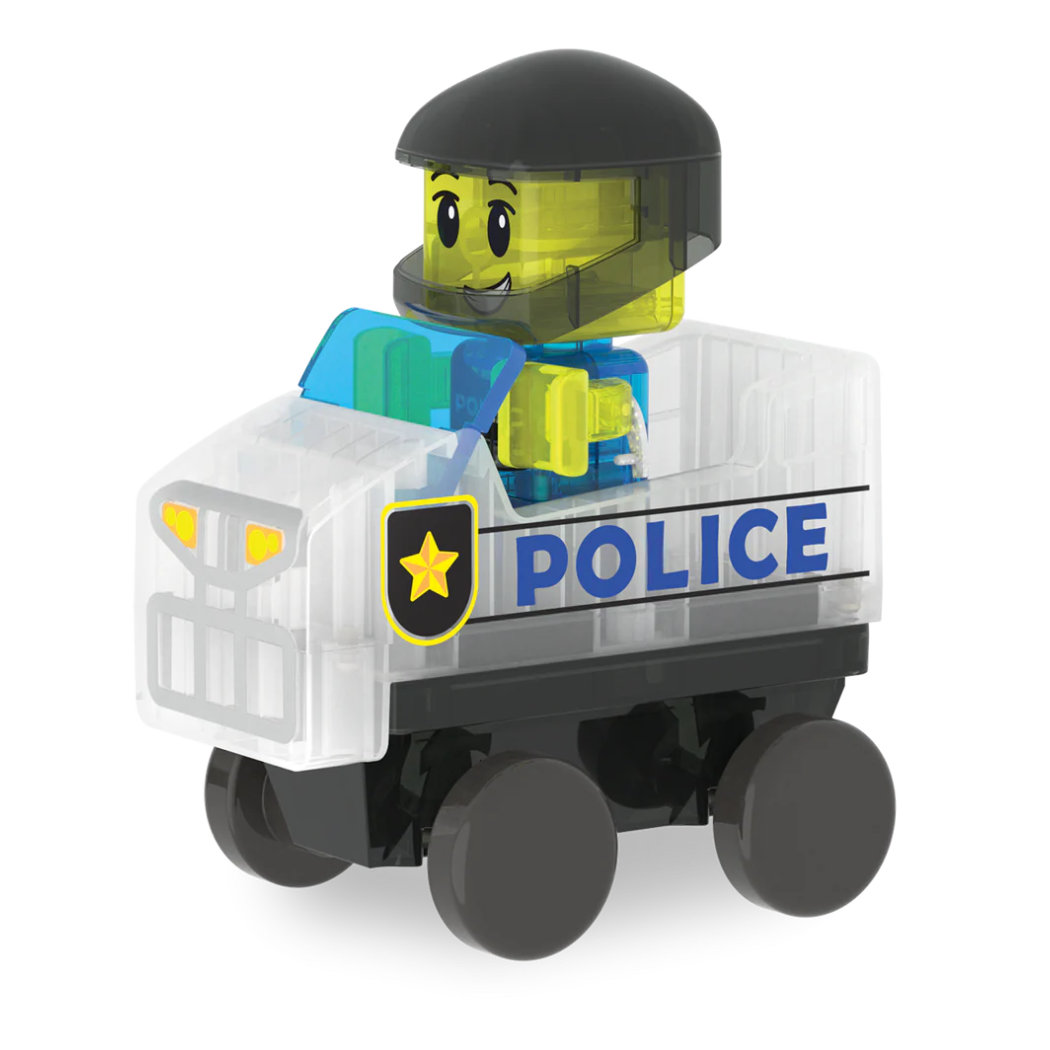 PROMOCJA Policja - Police Patrol - Klocki Magnetyczne 20 elementów z Pojazdem i Figurką - Magna-Tiles