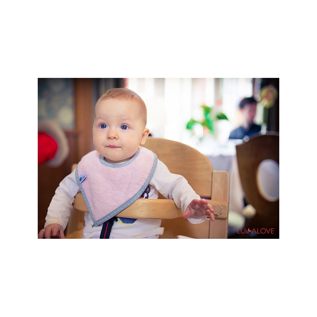 SupeRRO baby eco różowy- śliniak z drewnianym gryzakiem - LullaLove