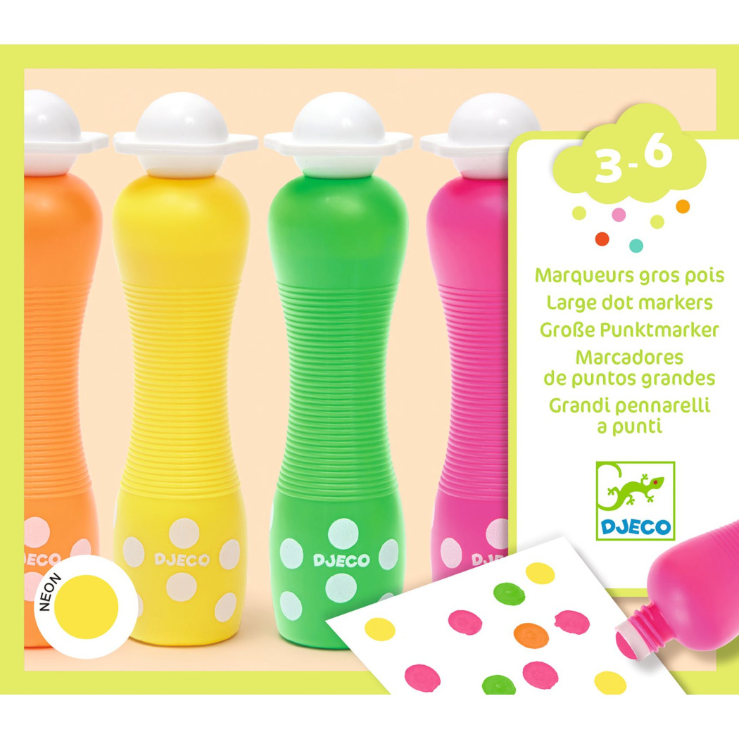 Neonowe Markery Stempelkowe Dla Maluchów - 4 kolory - Djeco
