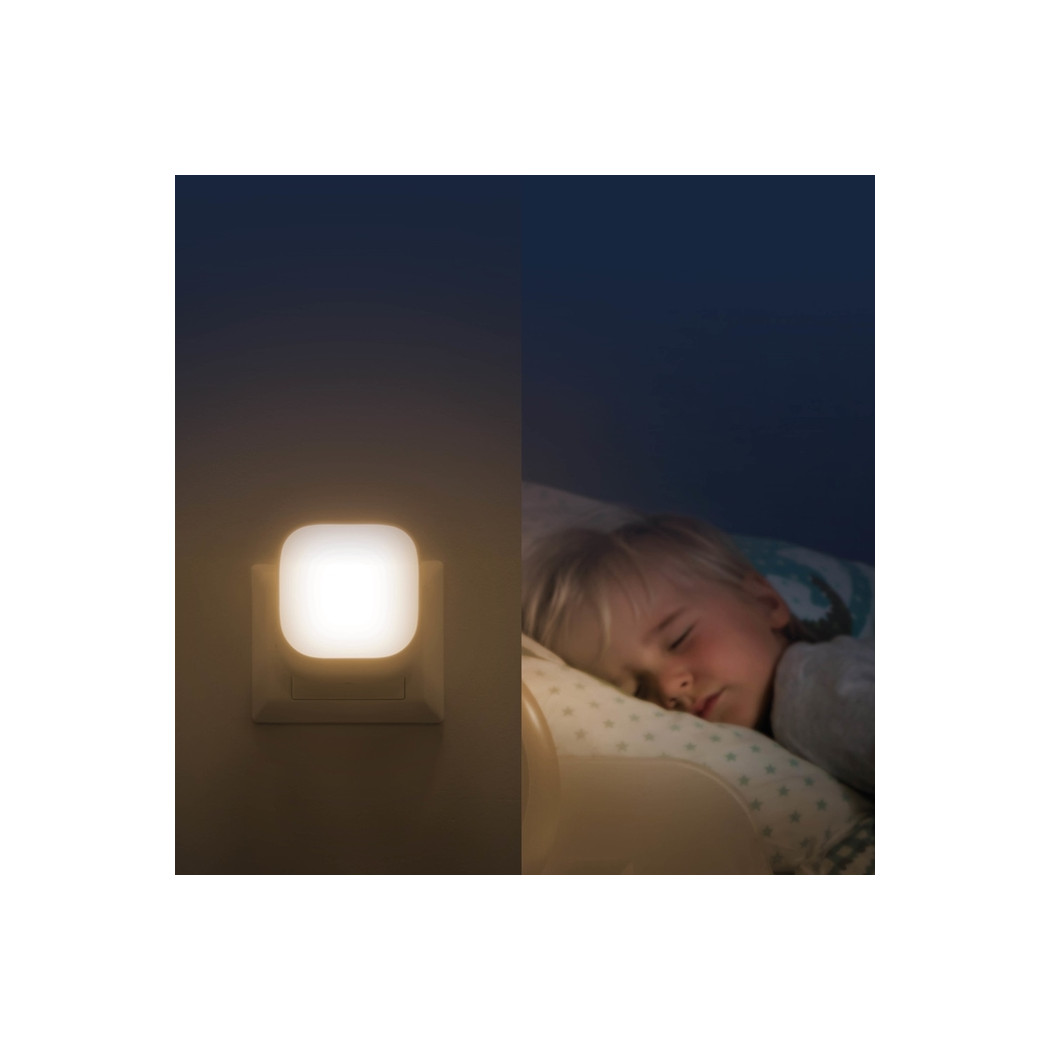 Lampka Nocna do Kontaktu z Czujnikiem Zmierzchu - Biała - Zazu