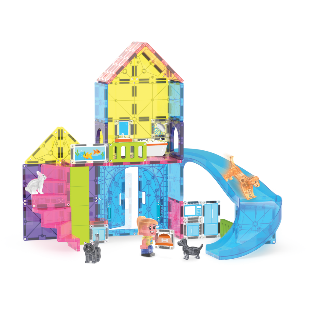 PROMOCJA Plac Zabaw dla Zwierząt - Pet Playhouse - Klocki Magnetyczne 50 elementów - Magna-Tiles