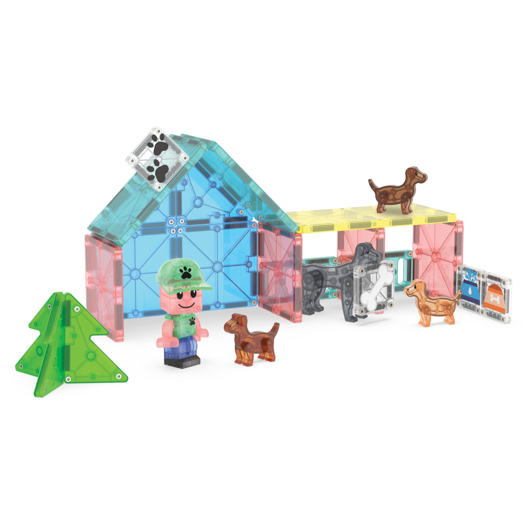 Wybieg dla Szczeniaczków i Piesków - Puppy Park - Klocki Magnetyczne 27 elementów - Magna-Tiles