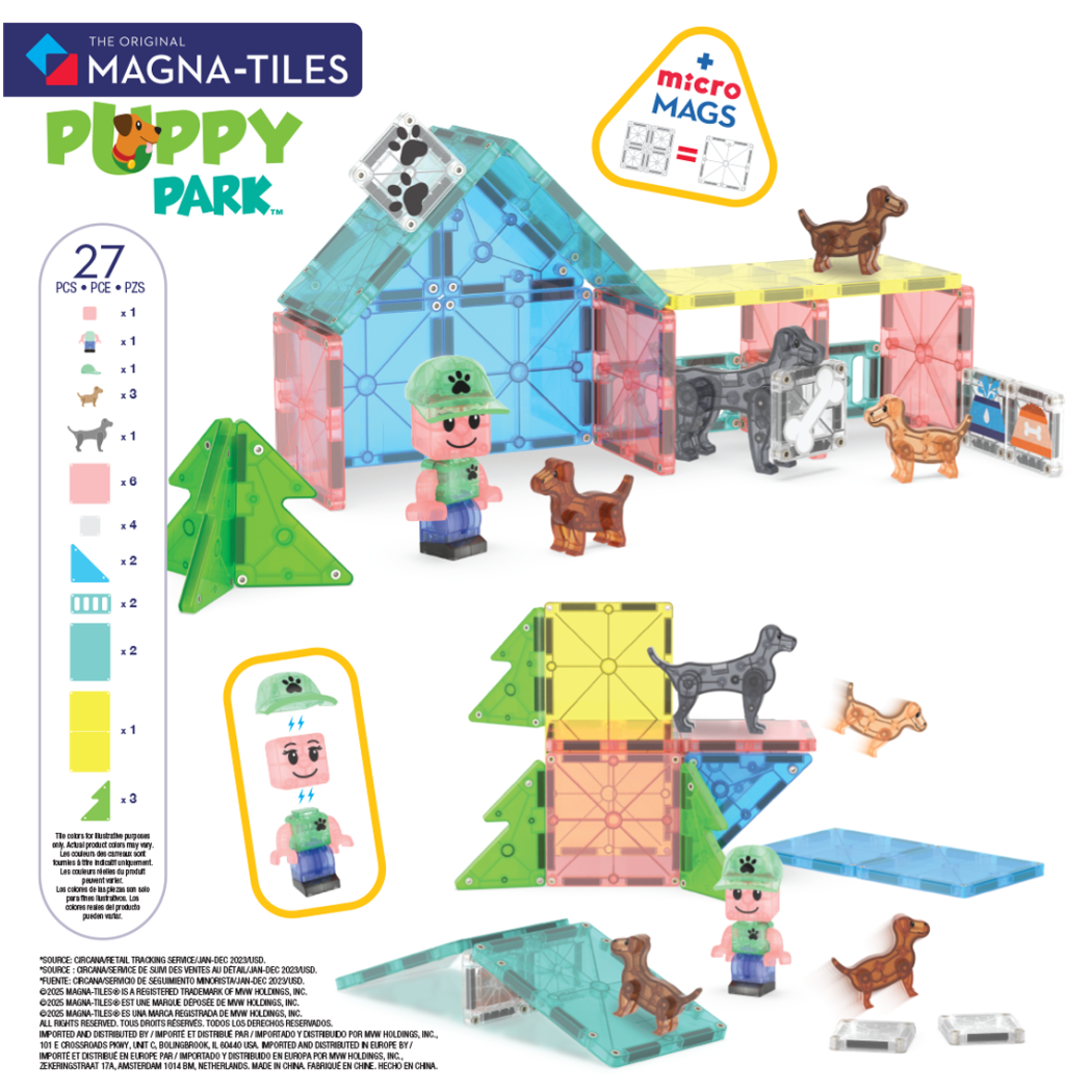 Wybieg dla Szczeniaczków i Piesków - Puppy Park - Klocki Magnetyczne 27 elementów - Magna-Tiles