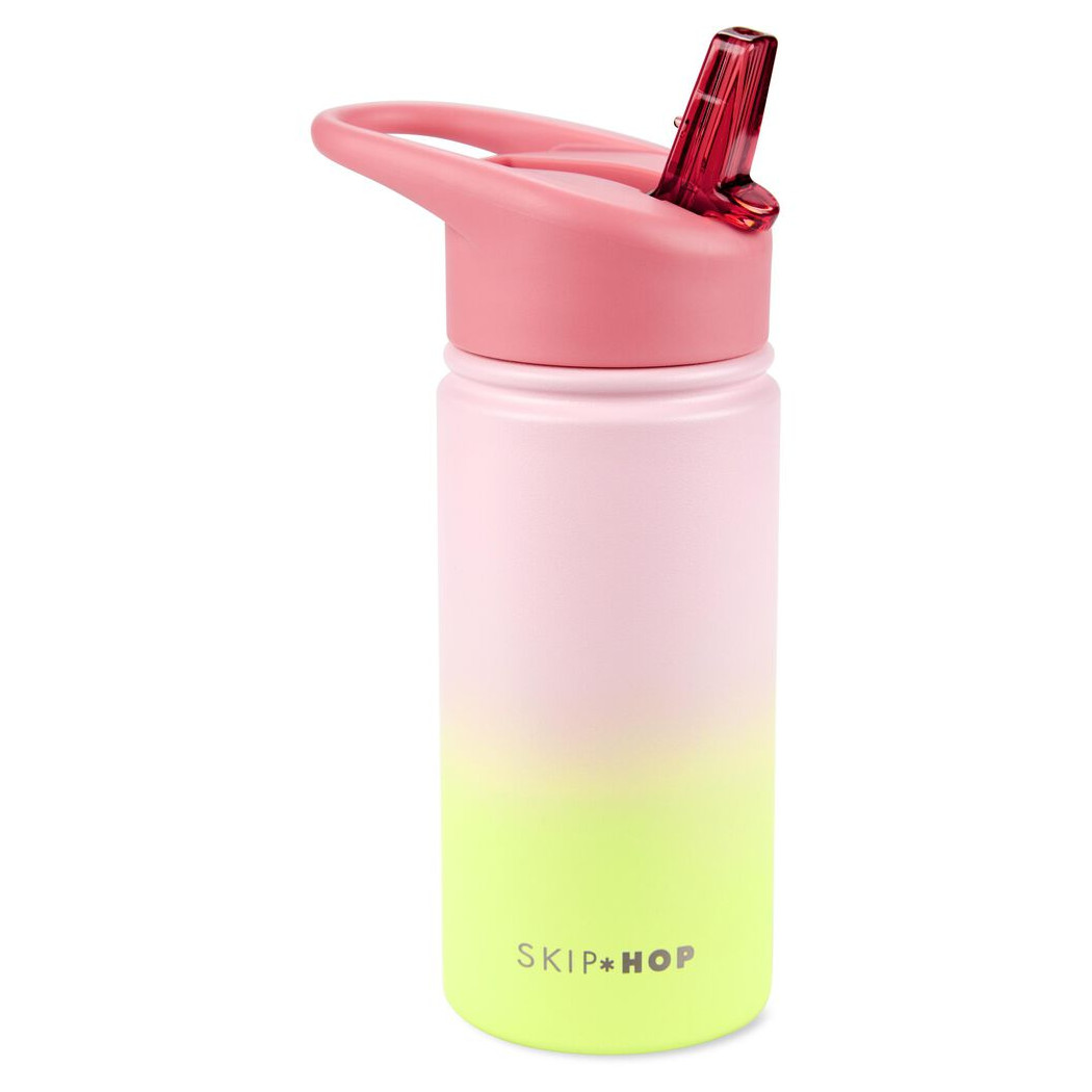 Róż Ombre - Stalowa Butelka Termiczna - Bidon z Ustnikiem - 450 ml - Wander - Skip Hop