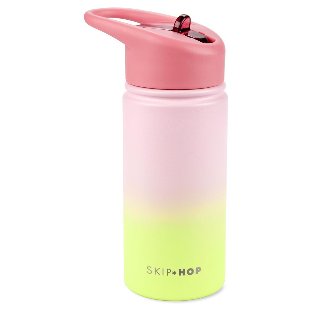 Róż Ombre - Stalowa Butelka Termiczna - Bidon z Ustnikiem - 450 ml - Wander - Skip Hop