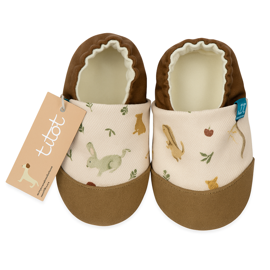 Forest Friends - rozmiar 18-24 miesięcy 22/23 14 cm - Papcie Titot - SKÓRZANA PODESZWA