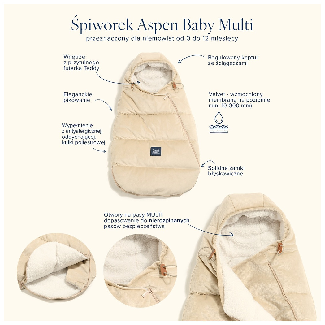 Śpiwór Baby Multi - Sand - Aspen Winterproof - La Millou - Velvet Collection