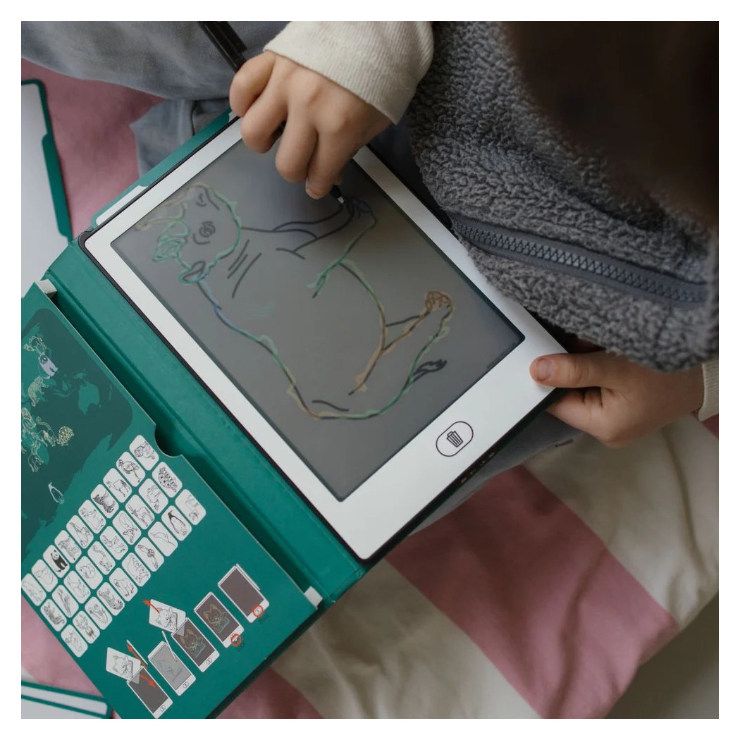 Zwierzęta Dookoła Świata - Tablet do Nauki Rysowania dla Dzieci - Mini Tablet Rysunkowy - KIDYWOLF