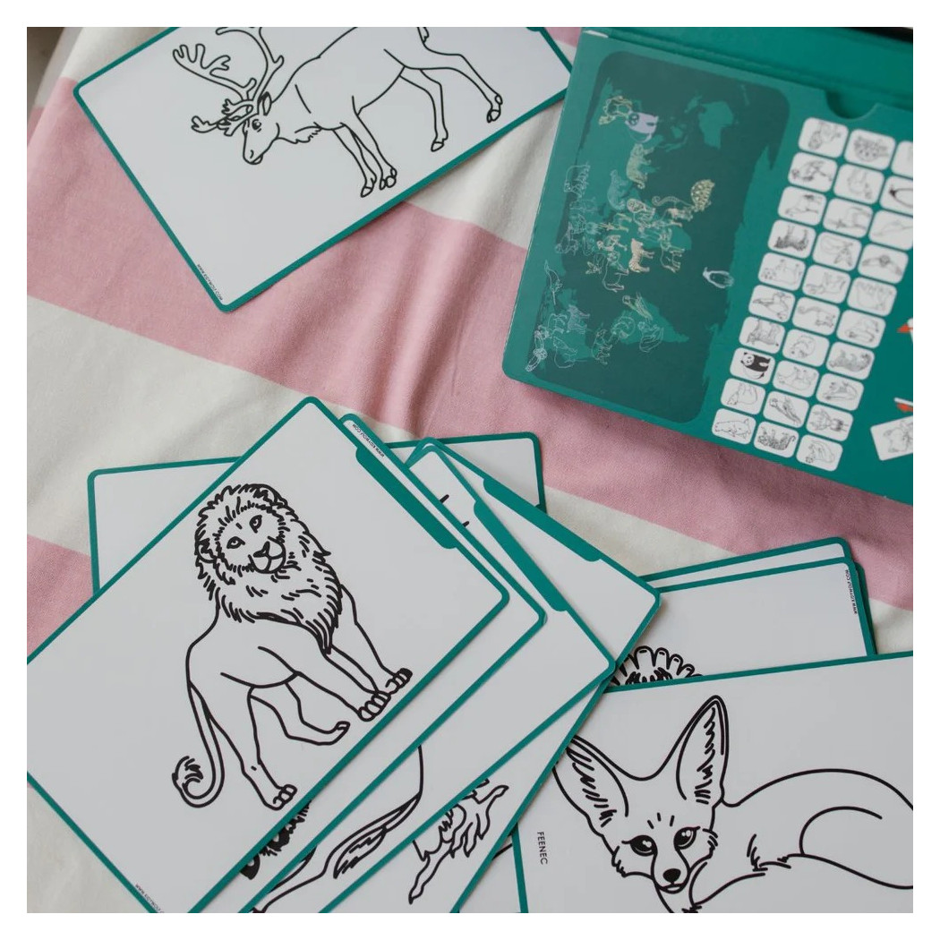 Zwierzęta Dookoła Świata - Tablet do Nauki Rysowania dla Dzieci - Mini Tablet Rysunkowy - KIDYWOLF