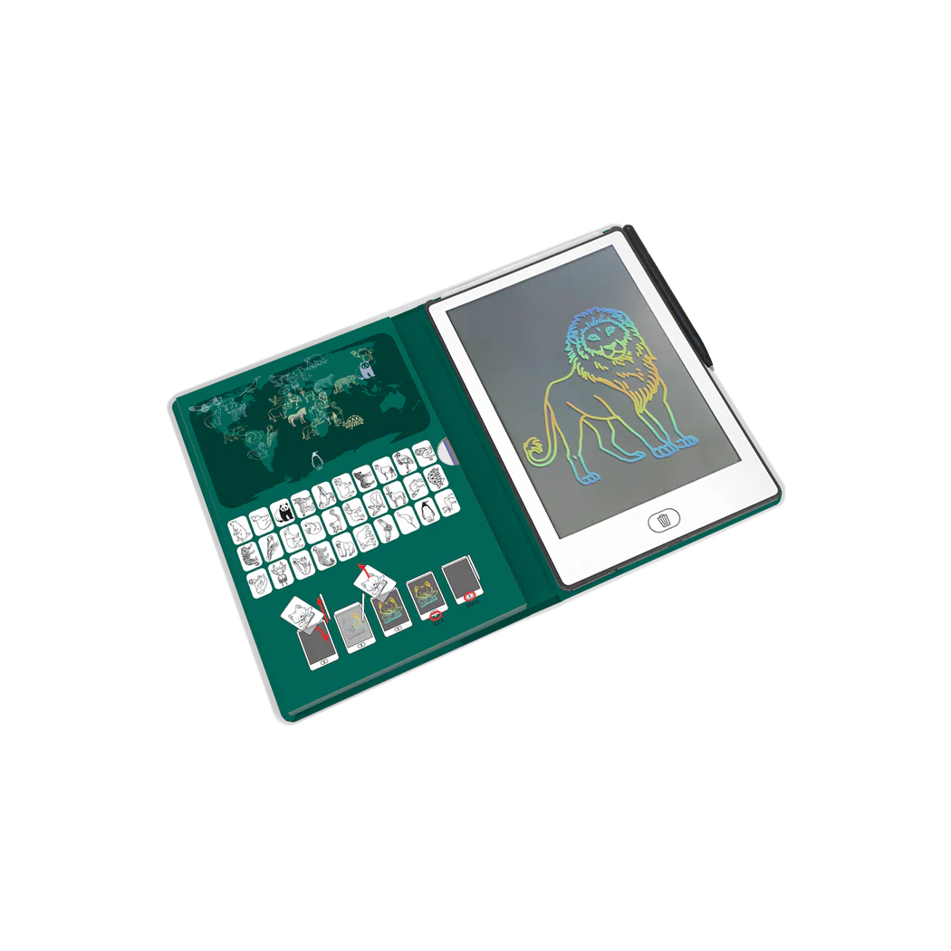 Zwierzęta Dookoła Świata - Tablet do Nauki Rysowania dla Dzieci - Mini Tablet Rysunkowy - KIDYWOLF