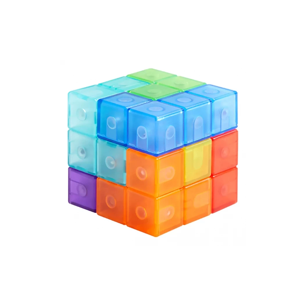 Konstrukcyjna Kostka Magnetyczna - 7 magnetycznych klocków + 56 kart z wyzwaniami - Mideer