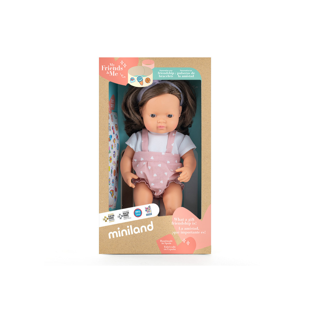 Europejka Brązowe Włosy 38 cm - Lalka Dziewczynka Europejka - Miniland My Friends & Me - Miniland