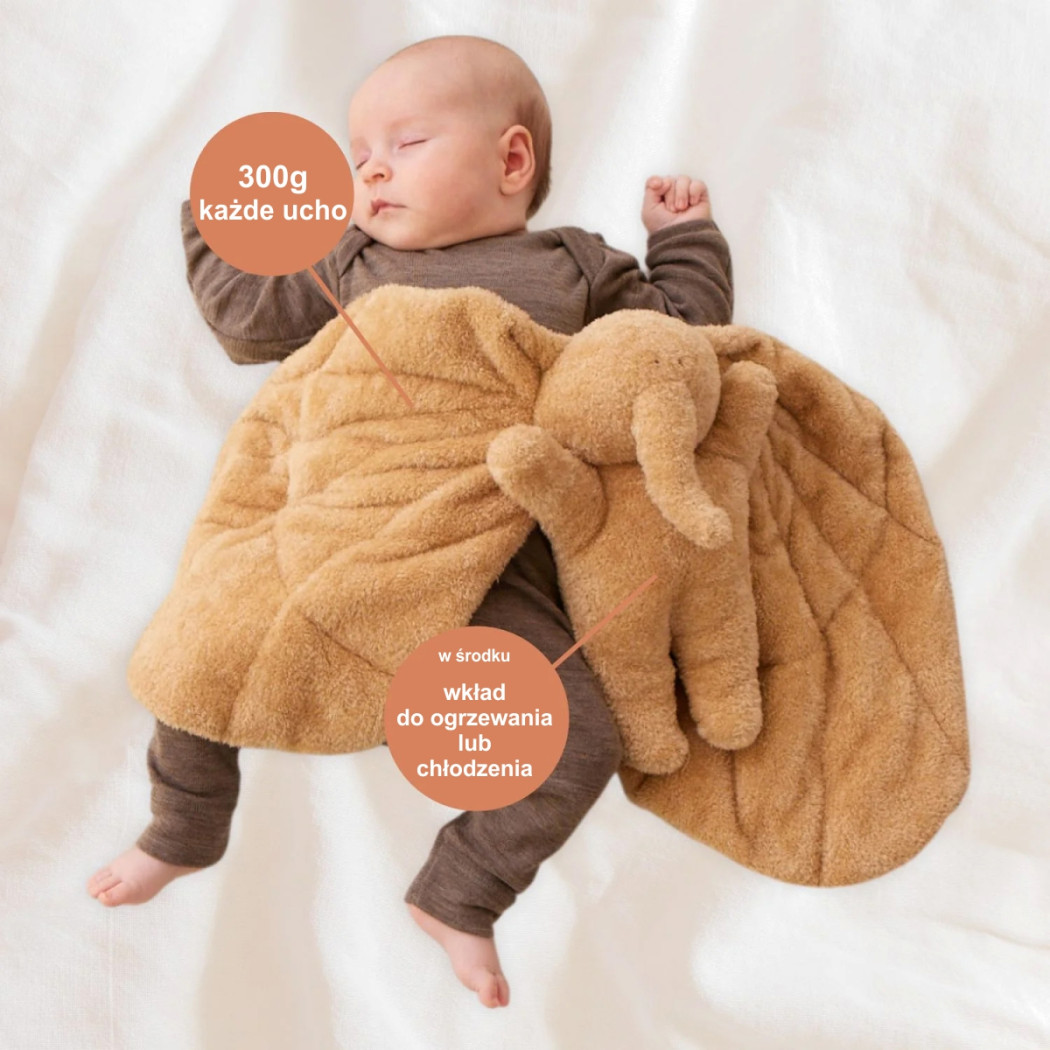 Brązowy Słoń - Pluszak Obciążeniowy 800g - Sensoryczny Stabilizator dla Dziecka - Membantu