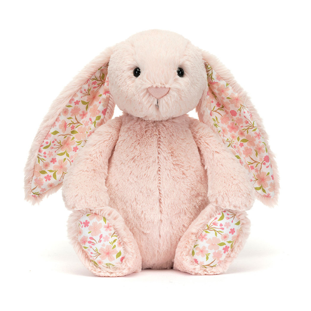 Pudrowo Różowy Króliczek Kwiatowe Uszy i Stópki - Cherry 31 cm - Maskotka Przytulanka - JellyCat