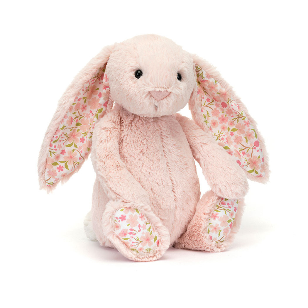 Pudrowo Różowy Króliczek Kwiatowe Uszy i Stópki - Cherry 31 cm - Maskotka Przytulanka - JellyCat