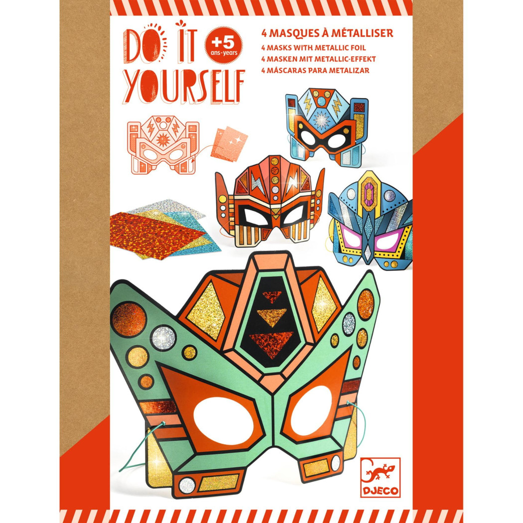 Maski SUPERROBOTY - Zestaw 4 Różne Maski - Zrób To Sam DIY - Djeco