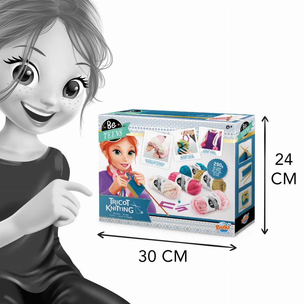 Zestaw do Nauki Robienia na Drutach - Zrób To Sam DIY - Wełniana Włóczka i Druty - BUKI