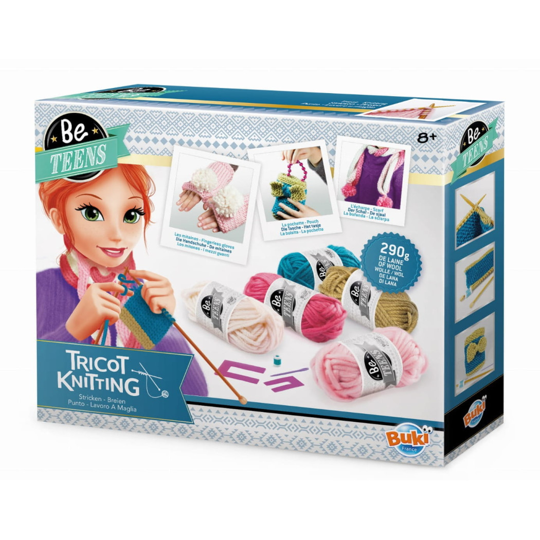 Zestaw do Nauki Robienia na Drutach - Zrób To Sam DIY - Wełniana Włóczka i Druty - BUKI