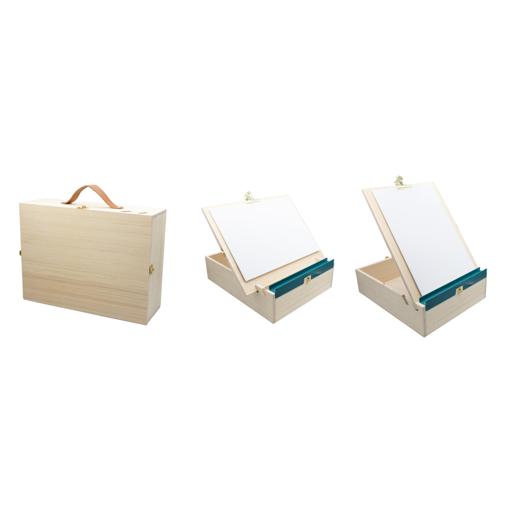 Drewniana Walizka Artysty z Akcesoriami - Pędzle Farby Sztaluga - BUKI