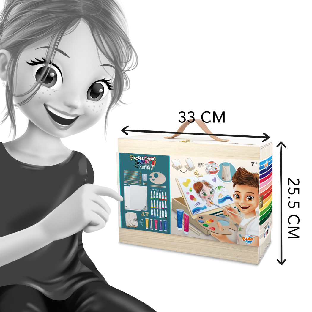 Drewniana Walizka Artysty z Akcesoriami - Pędzle Farby Sztaluga - BUKI