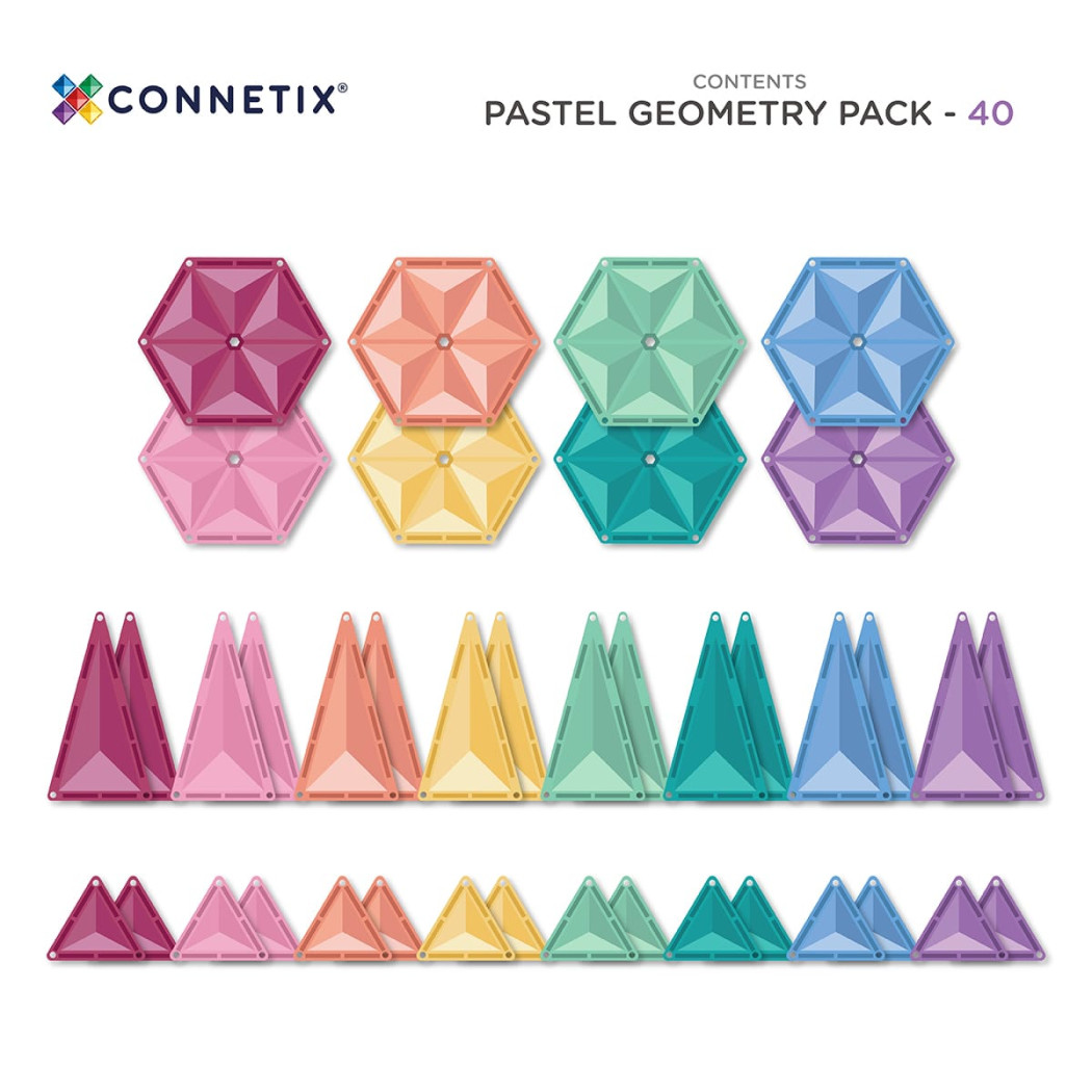 Fasetowane Wielokąty - Klocki Magnetyczne Zestaw Geometryczny - 40 Elementów - Connetix