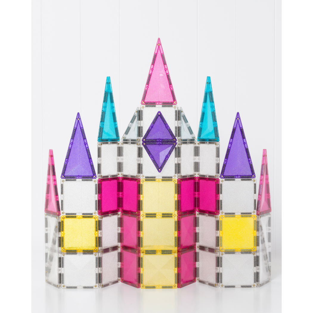 Połyskujący Jednorożec - Brokatowe Klocki Magnetyczne - 56 Elementów - Connetix