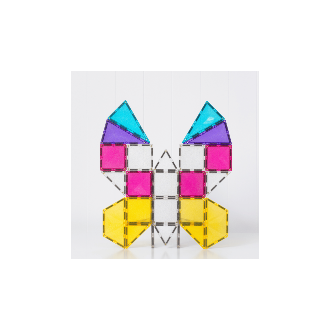 Połyskujący Jednorożec - Brokatowe Klocki Magnetyczne - 56 Elementów - Connetix