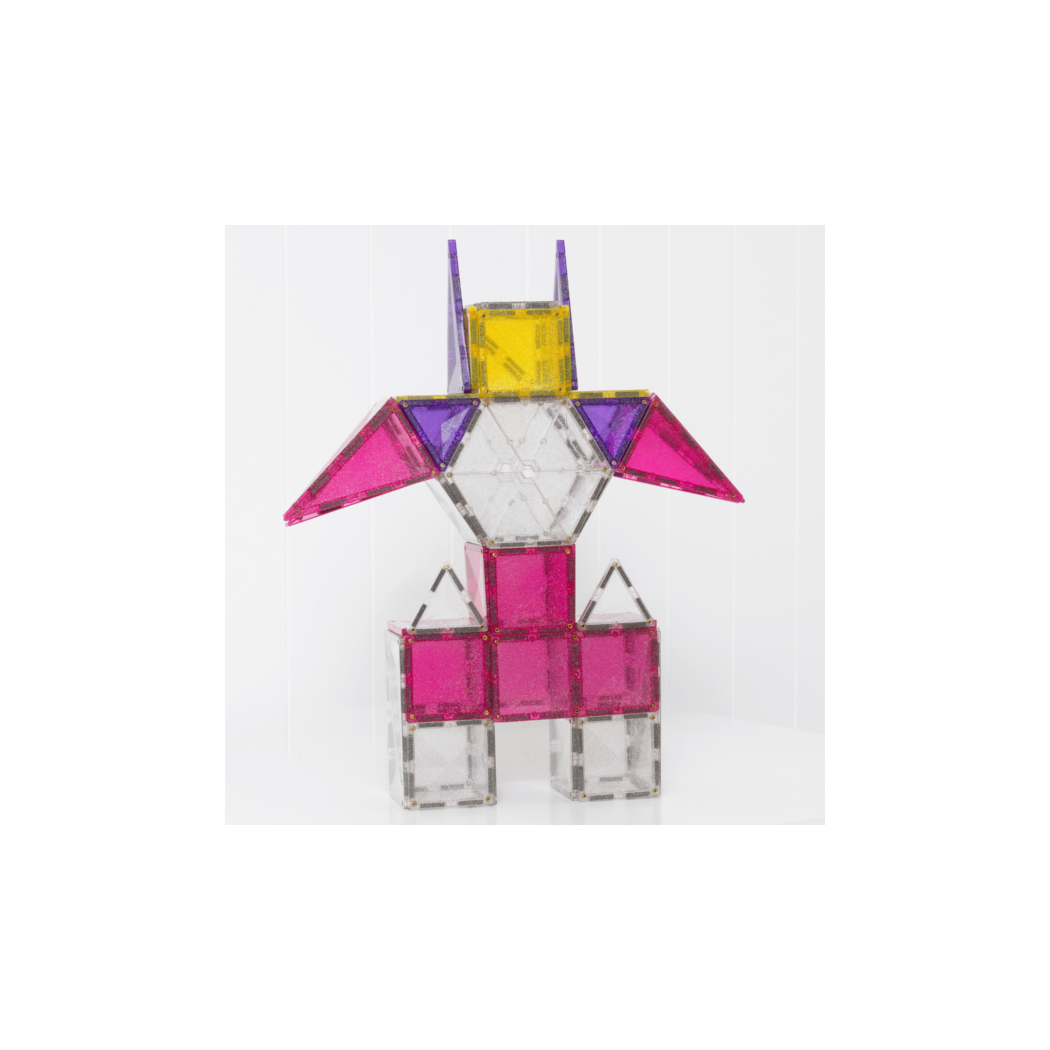 Połyskujący Jednorożec - Brokatowe Klocki Magnetyczne - 56 Elementów - Connetix