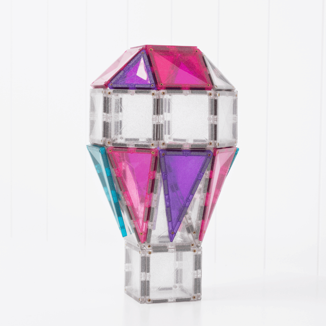 Połyskujący Jednorożec - Brokatowe Klocki Magnetyczne - 56 Elementów - Connetix