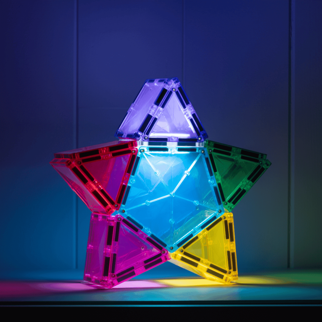 Świecąca Gwiazdka - Klocki Magnetyczne z Podświetlanym Klockiem LED - 28 Elementów - Connetix
