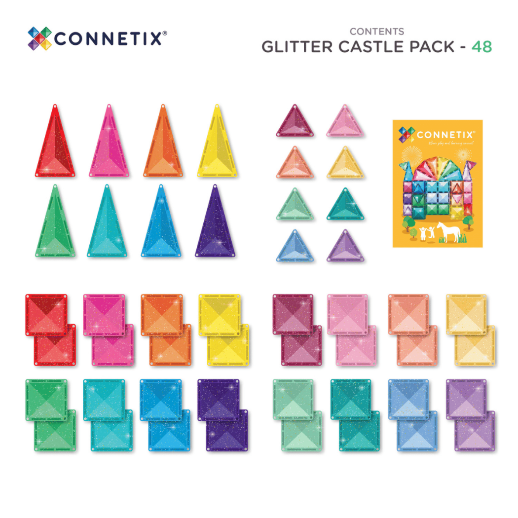 Lśniący Pałac - Brokatowe Klocki Magnetyczne - 48 Elementów - Connetix