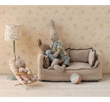 Leżaczek Kremowy w Gałązki - Babysitter Micro - Akcesoria dla Myszek i Króliczków - Maileg