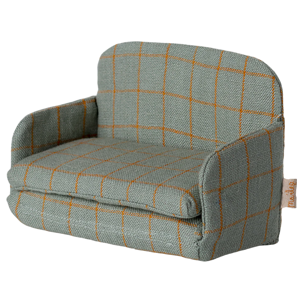 Zielona Rozkładana Kanapa w Kratkę - Sofa Bed - Akcesoria Dla Myszek - Maileg
