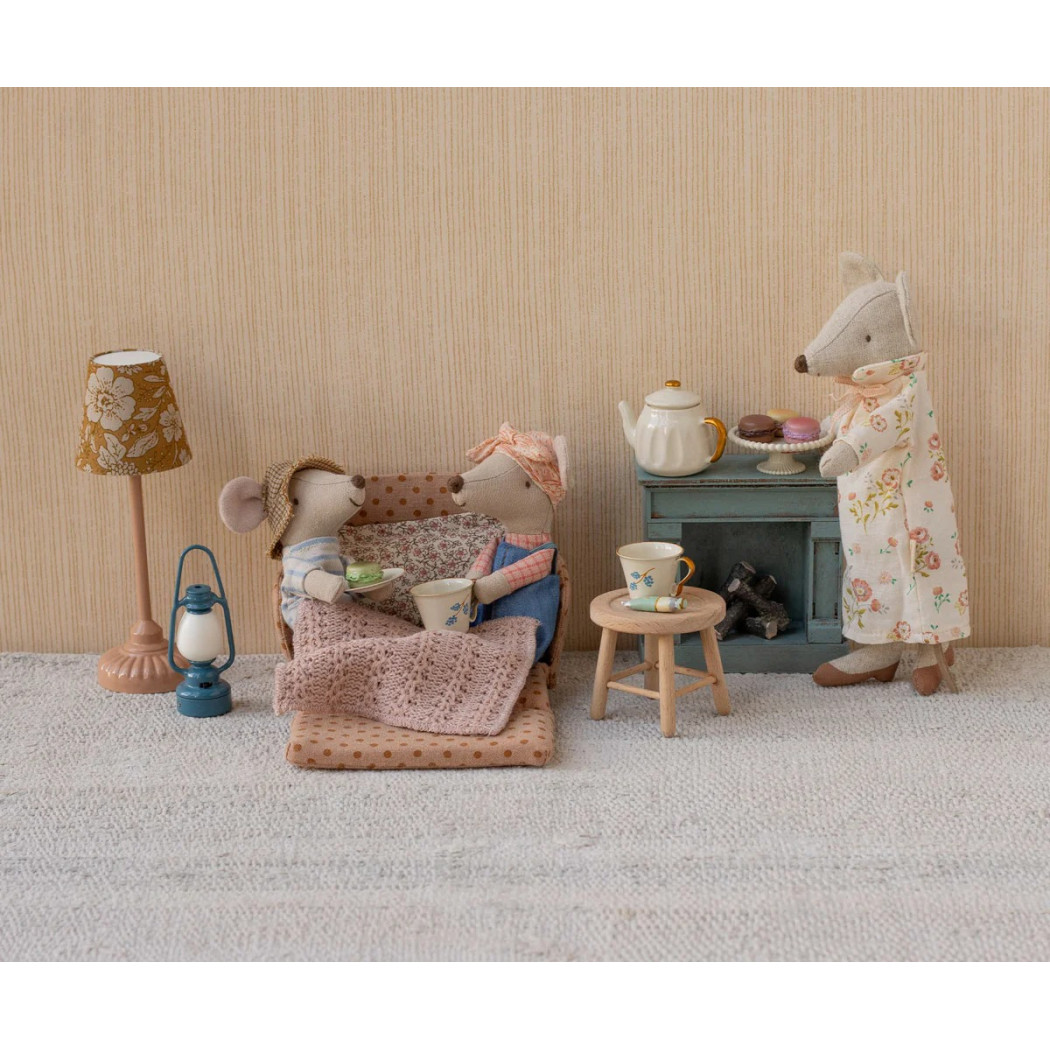 Zielona Rozkładana Kanapa w Kratkę - Sofa Bed - Akcesoria Dla Myszek - Maileg