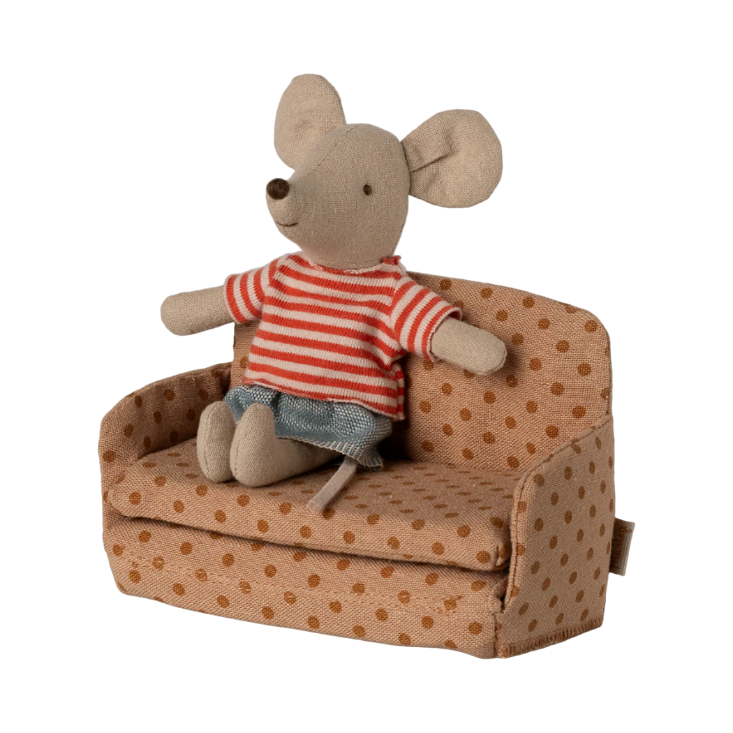 Pomarańczowa Rozkładana Kanapa w Kropki - Sofa Bed - Akcesoria Dla Myszek - Maileg