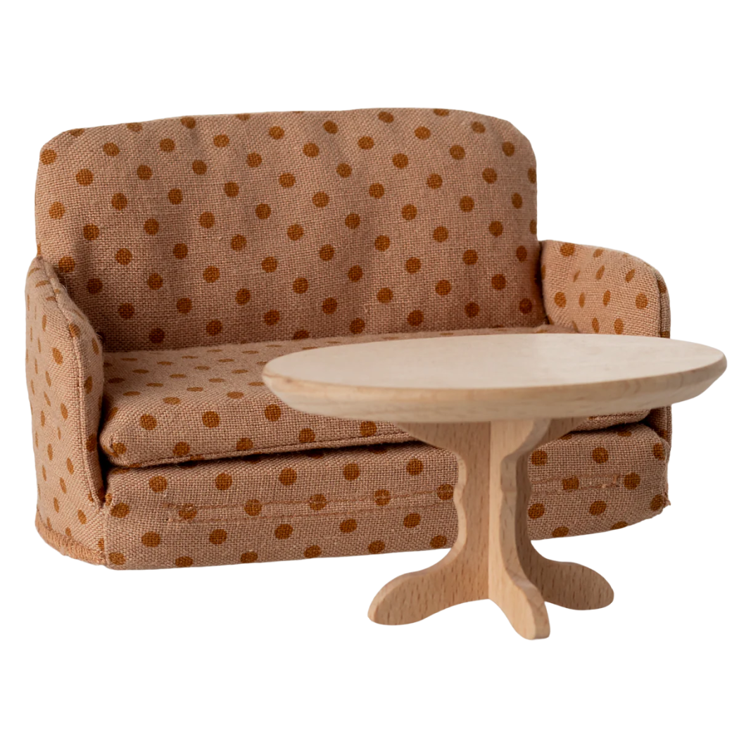 Pomarańczowa Rozkładana Kanapa w Kropki - Sofa Bed - Akcesoria Dla Myszek - Maileg