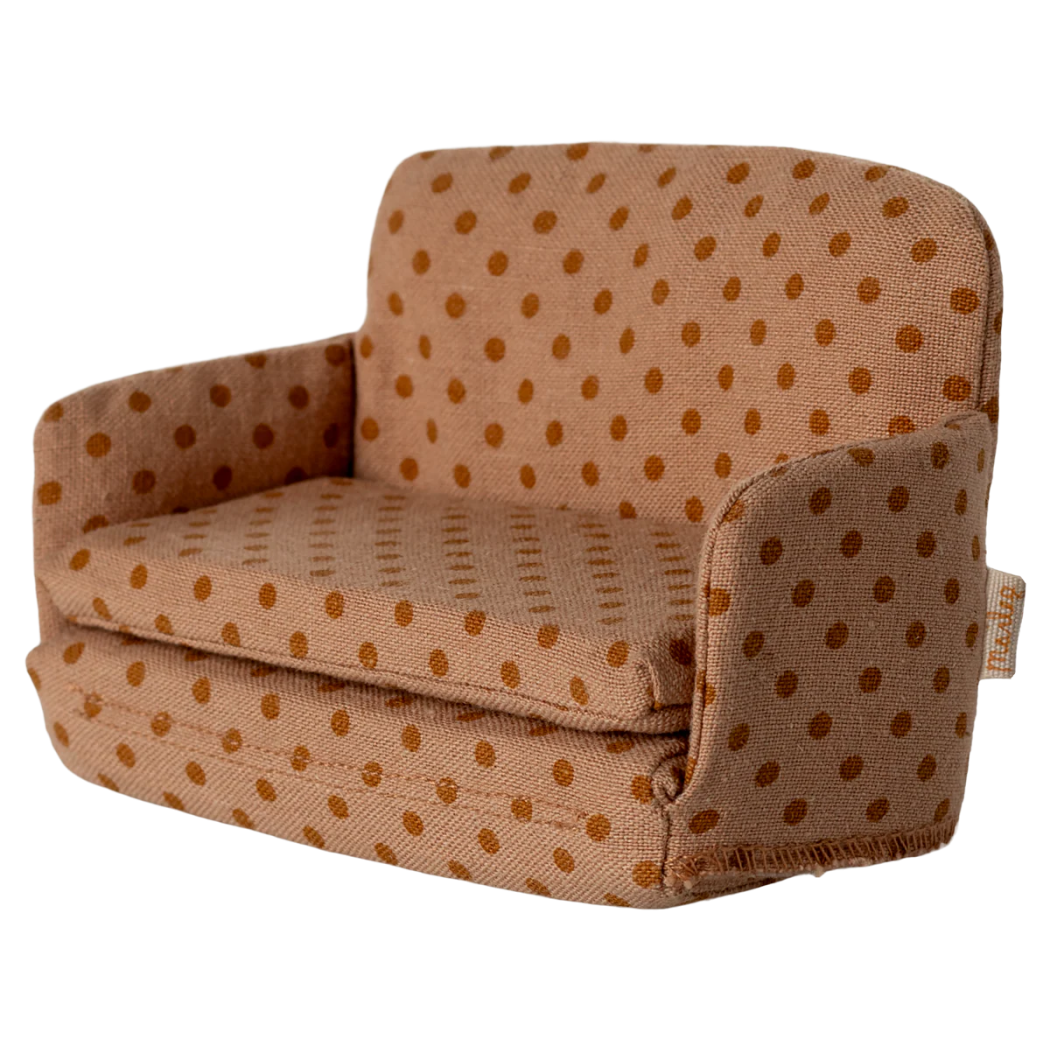 Pomarańczowa Rozkładana Kanapa w Kropki - Sofa Bed - Akcesoria Dla Myszek - Maileg