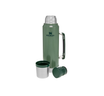 Hammertone Green 1.0L - Termos na Napoje - Legendary Classic - Butelka Termiczna z Zakrętką-Kubkiem - Stanley