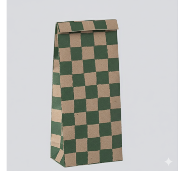 Zielona Krata - Mała Torebka Papierowa Prezentowa Tutka - 26,5 x 9 x 5,5 cm - Maileg