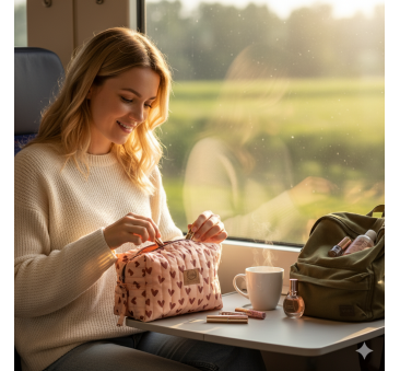 WYPRZEDAŻ Kosmetyczka Ortalionowa Pikowana Pojemna - Heartbeat Pink - La Millou