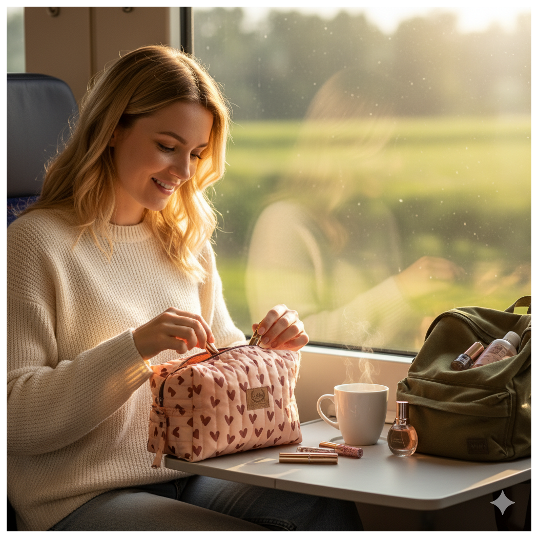 WYPRZEDAŻ Kosmetyczka Ortalionowa Pikowana Pojemna - Heartbeat Pink - La Millou