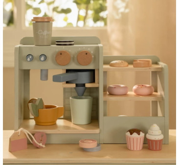 Kawiarenka - Drewniany Zestaw z 19 Akcesoriami do Zabawy - Little Dutch