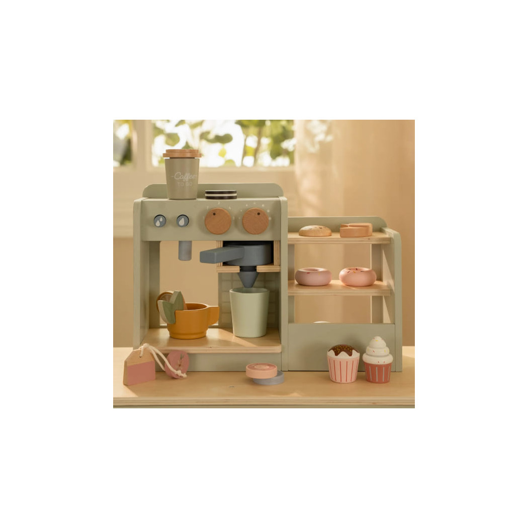 Kawiarenka - Drewniany Zestaw z 19 Akcesoriami do Zabawy - Little Dutch