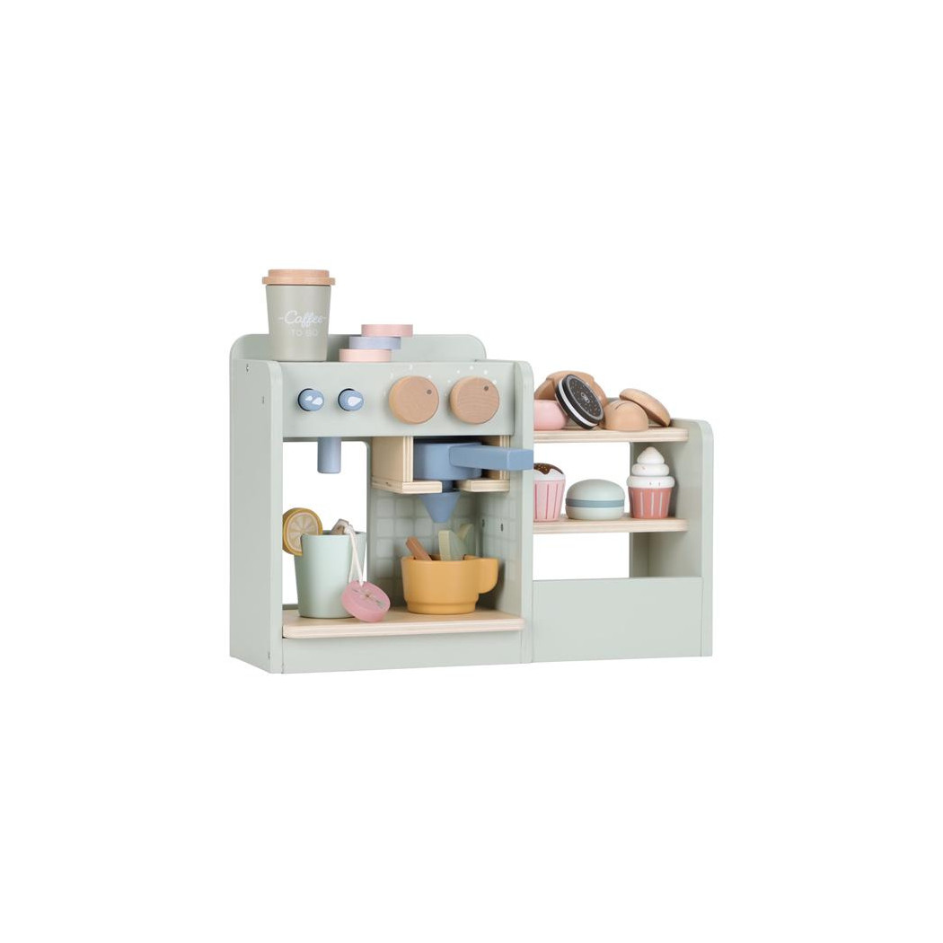 Kawiarenka - Drewniany Zestaw z 19 Akcesoriami do Zabawy - Little Dutch