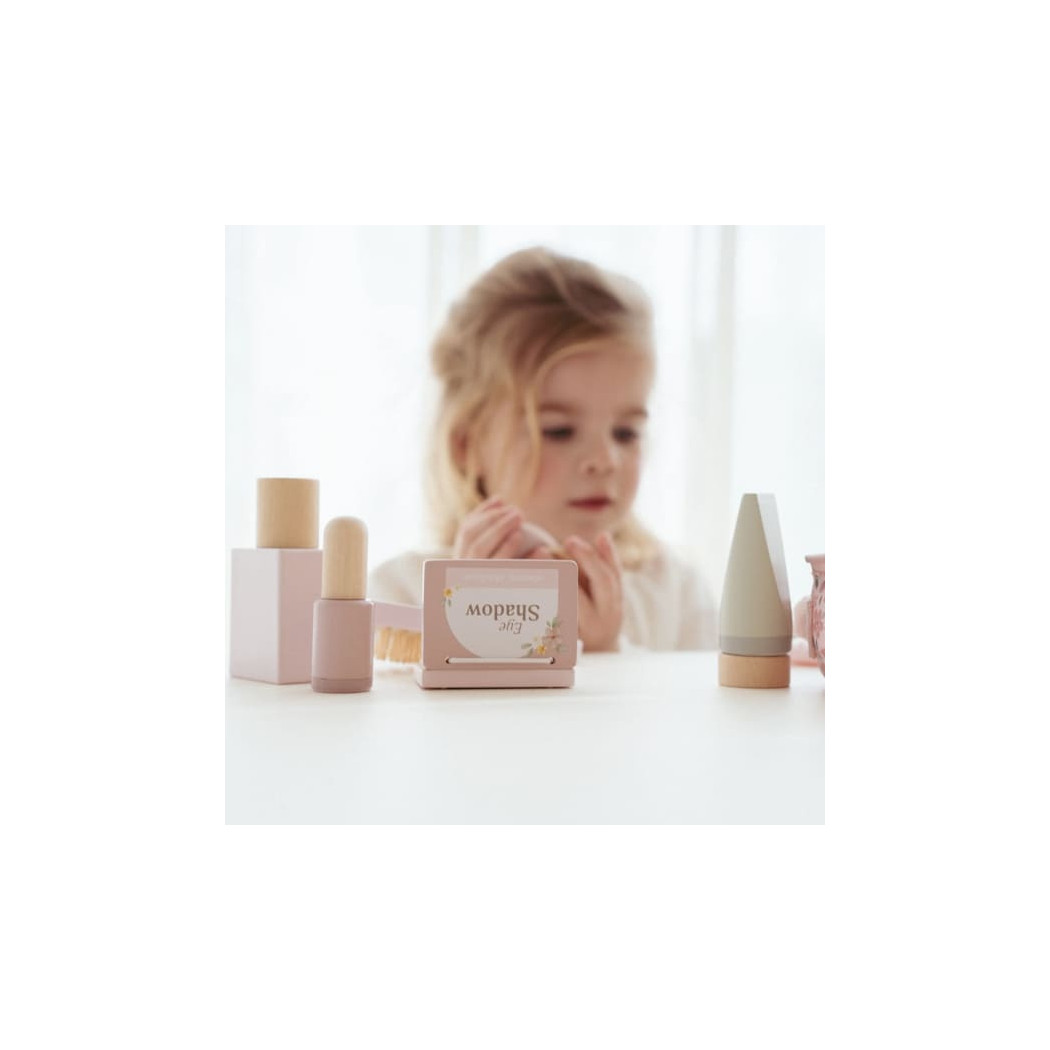 Kosmetyczka z Akcesoriami - Kwiatowa Kosmetyczka z 10 Drewnianymi Kosmetykami - Little Dutch