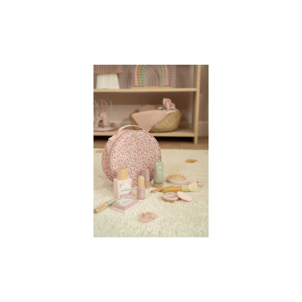 Kosmetyczka z Akcesoriami - Kwiatowa Kosmetyczka z 10 Drewnianymi Kosmetykami - Little Dutch