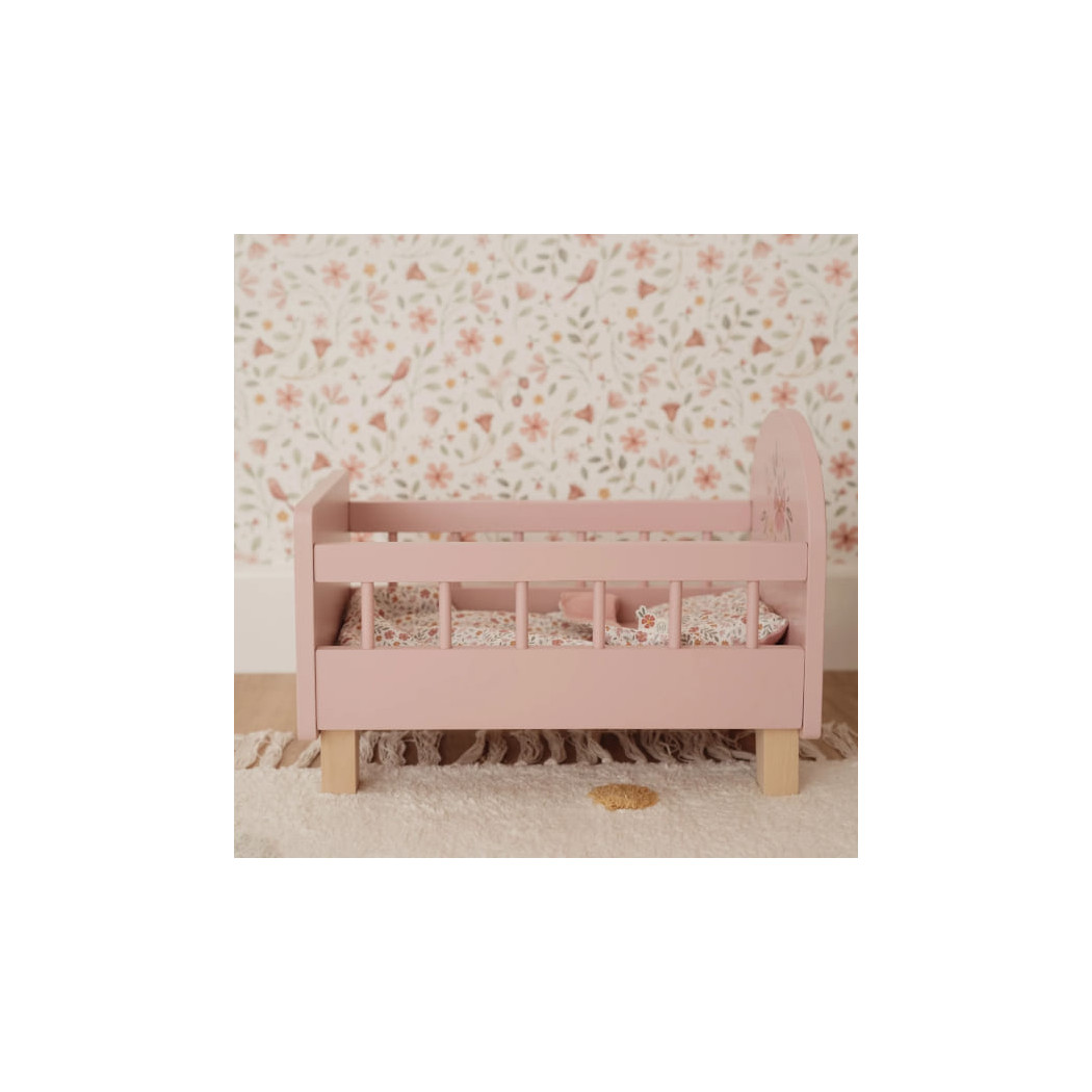 Drewniane Łóżeczko dla Lalek z Pościelą - Little Dutch