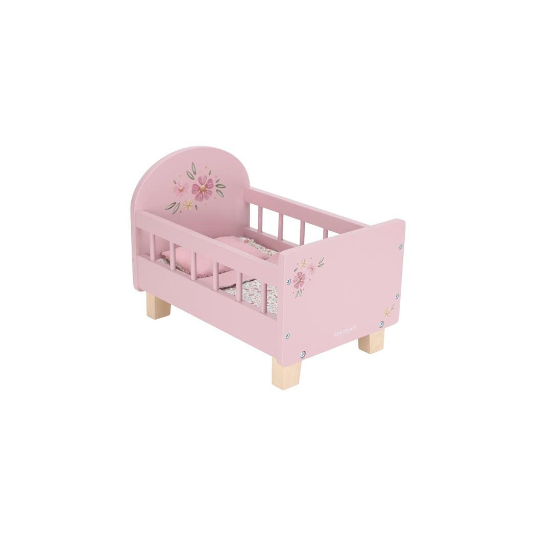 Drewniane Łóżeczko dla Lalek z Pościelą - Little Dutch