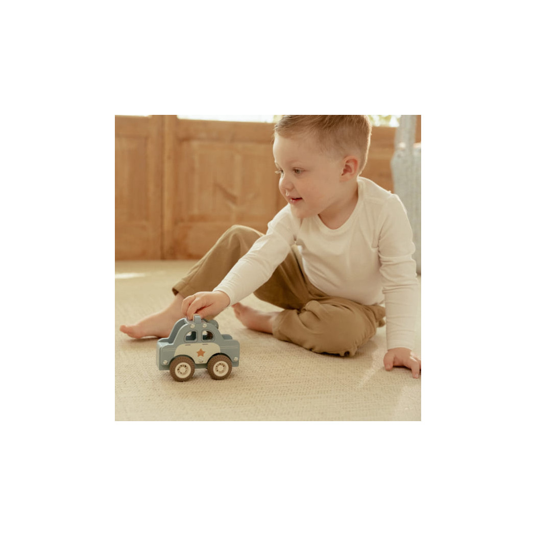 Samochód Policyjny - Drewniane Auto Wóz Policyjny z Wyjmowanym Ludzikiem - Little Dutch